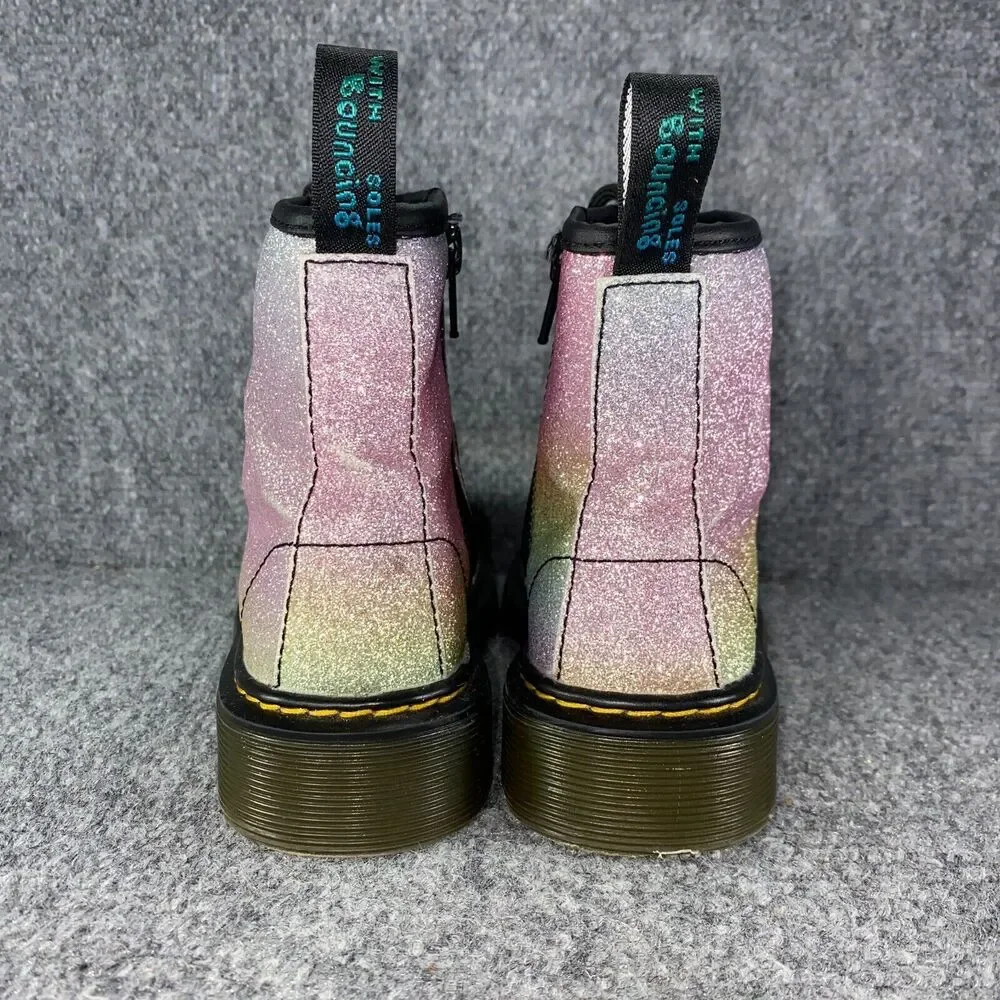 Dr. Martens Boots 1460 Girls 13 Pink Ombre Glitter Lace Up Combat Shoes - Picture 6 of 12